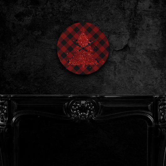 素朴市松模様にクリスマスツリーバッファロープレモダンイド ラウンド壁時計