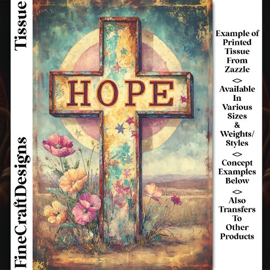 「素朴希望」クロス&フラワーサインDP7Fデコページ 薄葉紙