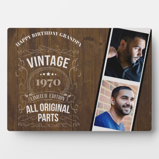 素朴年生まれ写真誕生日PAPA用Keepsake フォトプラーク (正面)