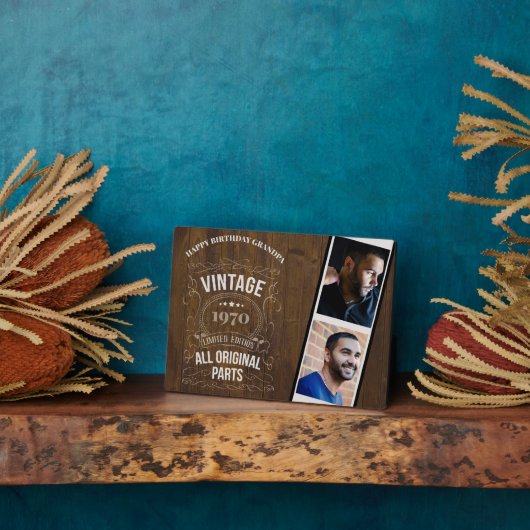 素朴年生まれ写真誕生日PAPA用Keepsake フォトプラーク (側面)