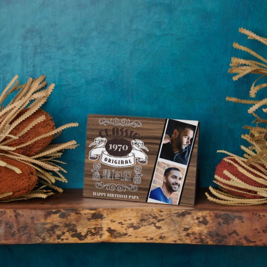 素朴年生まれ写真誕生日PAPA用Keepsake フォトプラーク (側面)