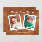 素朴幼少期の写真ヴィンテージ木材の日付を保存 ポストカード (正面/裏面)