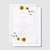 素朴幾何学模様の付いたひまわりデザイン ベラム紙招待状 (オフセット)