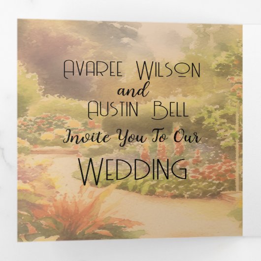 素朴庭園の結婚式 三つ折り招待状 (内部最初)