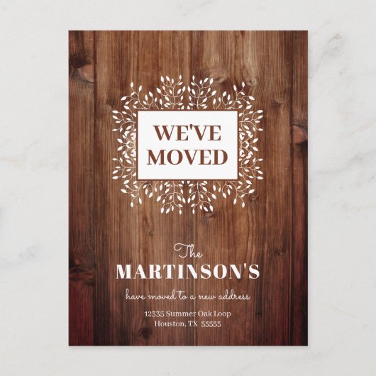 素朴引っ越しましたアドレス変更はがき ポストカード (正面)