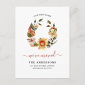 素朴引っ越しましたシック秋秋リースムービング 案内ポストカード (正面)