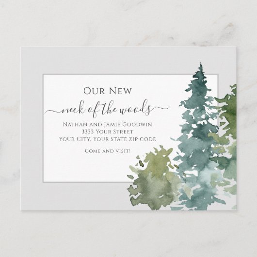 素朴引っ越しましたニューホームパインツリーアナウンスメント ポストカード (正面)