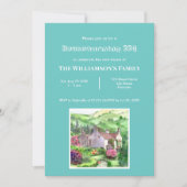 素朴引っ越し祝いパーティーリダル山ハウス絵画ズ 招待状 (正面)