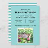 素朴引っ越し祝いパーティーリダル山ハウス絵画ズ 招待状 (正面/裏面)