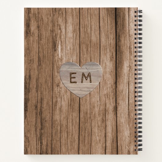 素朴彫りハート結婚ブライダルシャワー写真 ノートブック (裏面)