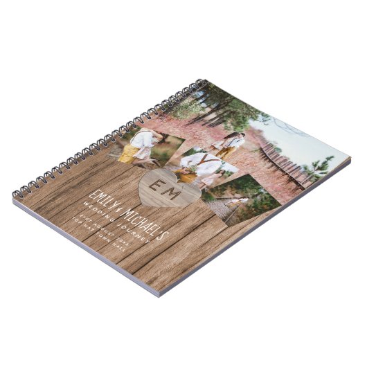 素朴彫りハート結婚ブライダルシャワー写真 ノートブック (左側)