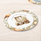 素朴復活祭ベージュの姓 ラウンドペーパーコースター (アングル)