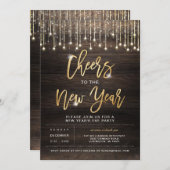 素朴応援新年パーティの招待状 招待状 (正面/裏面)