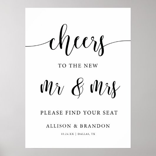 素朴応援結婚の座席表の座席の標識 ポスター (正面)