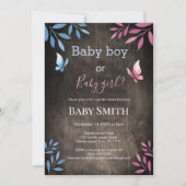 素朴性別で水色フローラ 招待状 (正面)