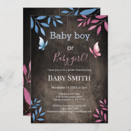 素朴性別で水色フローラ 招待状