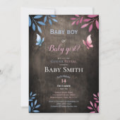 素朴性別で水色フローラ 招待状 (正面)