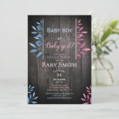 素朴性別で水色フローラ 招待状 (スタンド正面)