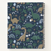 素朴恐竜の森パーソナライズされた ノートブック (裏面)
