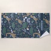 素朴恐竜の森パーソナライズされた ビーチタオル (正面)