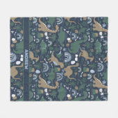 素朴恐竜の森パーソナライズされた フリースブランケット (正面(横))