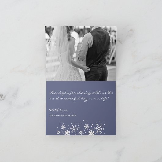 素朴感謝してい冬の写真バ結婚ンの木君 サンキューカード (内部)