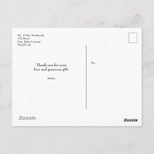 素朴感謝してい結婚写真は ポストカード (裏面)