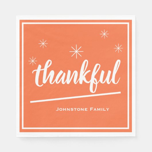 素朴感謝祭カスタム家族名紙 スタンダードランチョンナプキン (正面)