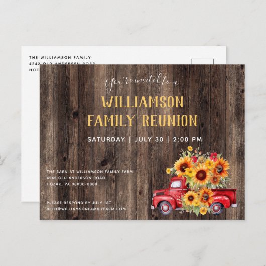 素朴懇親会ウ素朴ィードファミリー懇親会 インビテーションポストカード (正面/裏面)