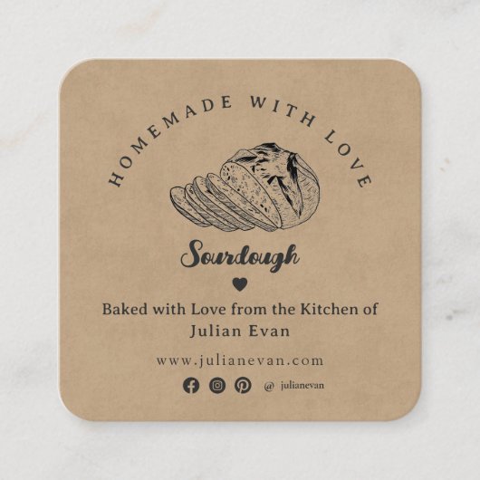 素朴手作りソース生地のパンの気にヒントをスケッチ スクエア名刺 (正面)