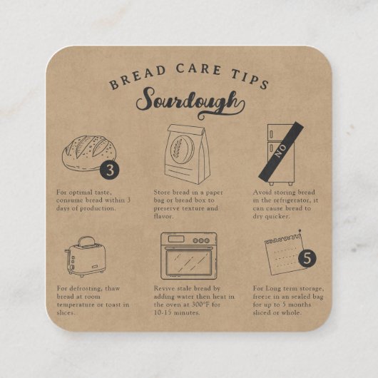 素朴手作りソース生地のパンの気にヒントをスケッチ スクエア名刺 (裏面)