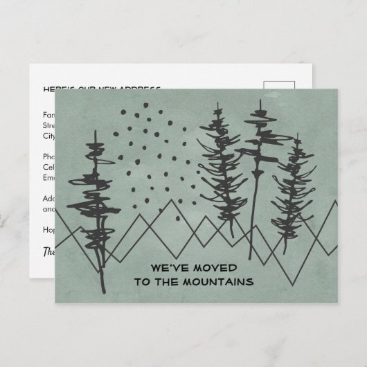 素朴抽象芸術の山と森の新しいアドレス 案内ポストカード (正面/裏面)