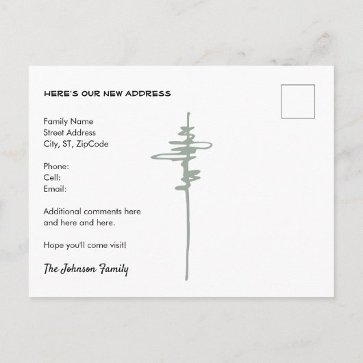 素朴抽象芸術の山と森の新しいアドレス 案内ポストカード (裏面)