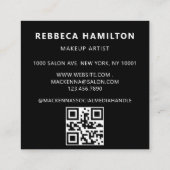 素朴抽象芸術アイボリー金ゴールドブラックグレーQRコードロゴ スクエア名刺 (裏面)