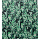 素朴抽象芸術モザイクの緑の色調で刻まれた画像 シャワーカーテン (正面)