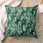 素朴抽象芸術画像モザイクで緑の色相を刻んだ クッション (ブランケット)