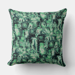 素朴抽象芸術画像モザイクで緑の色相を刻んだ クッション
