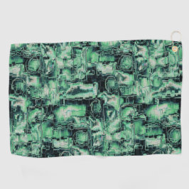 素朴抽象芸術画像モザイクで緑の色相を刻んだ ゴルフタオル