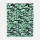 素朴抽象芸術画像モザイクで緑の色相を刻んだ フリースブランケット (正面)