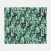 素朴抽象芸術画像モザイクで緑の色相を刻んだ フリースブランケット (正面(横))