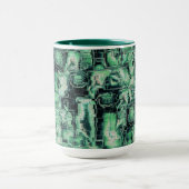 素朴抽象芸術画像モザイクで緑の色相を刻んだ マグカップ (中央)