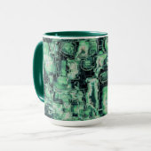 素朴抽象芸術画像モザイクで緑の色相を刻んだ マグカップ (正面左)