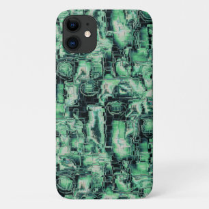 素朴抽象芸術画像モザイクで緑の色相を刻んだ iPhone 11 ケース
