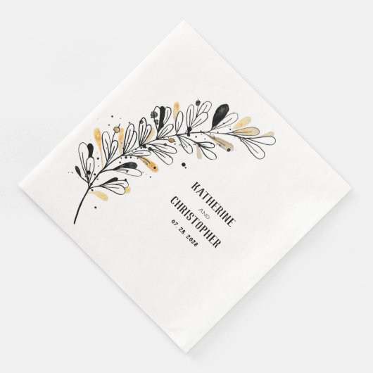 素朴描白黒と金ゴールド葉付き (コーナー)