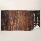 素朴擦った木パーソナライズされた ビーチタオル (正面)