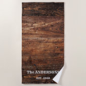 素朴擦った木パーソナライズされた ビーチタオル (正面)