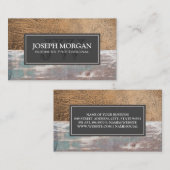 素朴擦り切れた木 | 古い茶色の革 予約カード (正面/裏面)