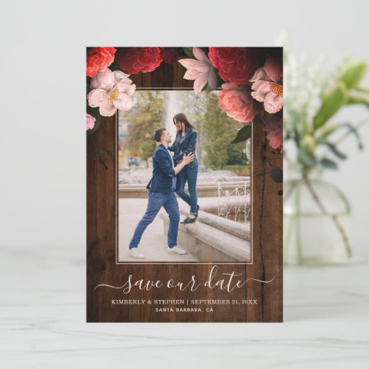 素朴救日Coral Burgundyフローラ写真 セーブザデート (スタンド正面)