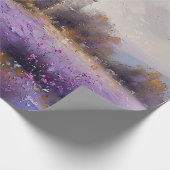 素朴教会と紫の野花の切り離し ラッピングペーパー (角)