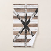 素朴数々のウッドホワイト&ブラウンバーンドア バスタオルセット (ハンドタオル)